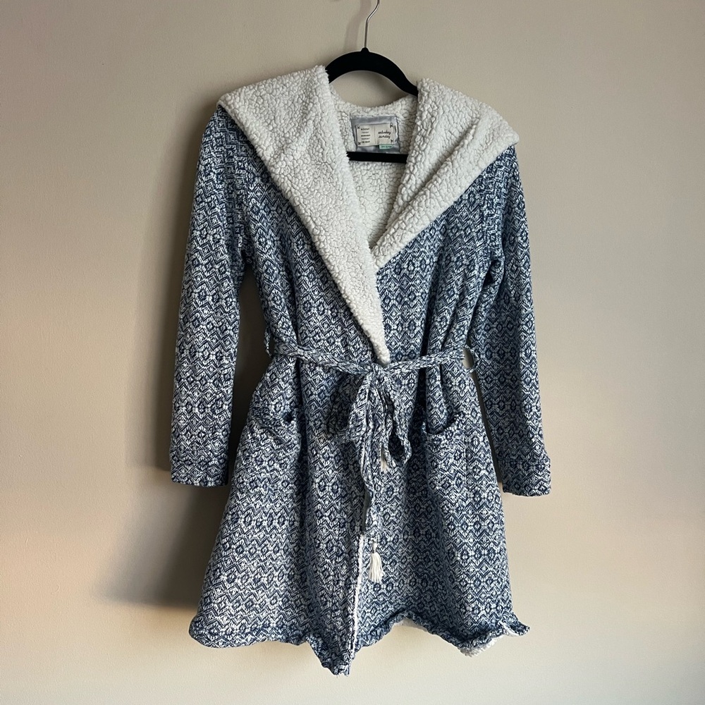 Anthropologie Saturday Sunday Himalaya Teddy Robe Blue XS/S